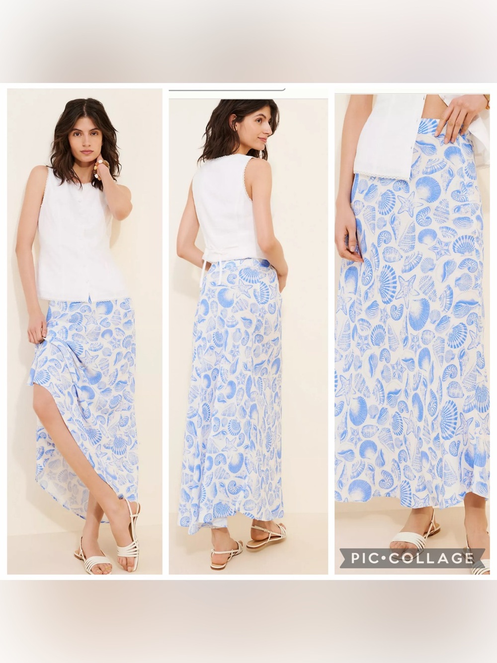 Anthropologie Kachel Shell Printed Maxi Slip Skirt Size Medium